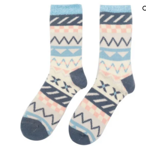 Fluffy Triangles Socks - Blue