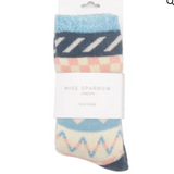 Fluffy Triangles Socks - Blue