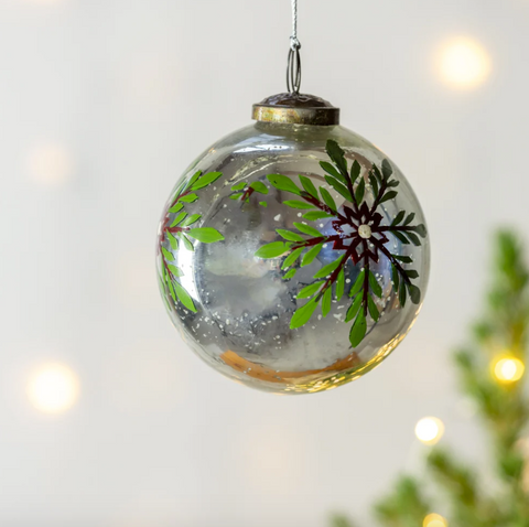 Painted Snowflake Bauble Silver