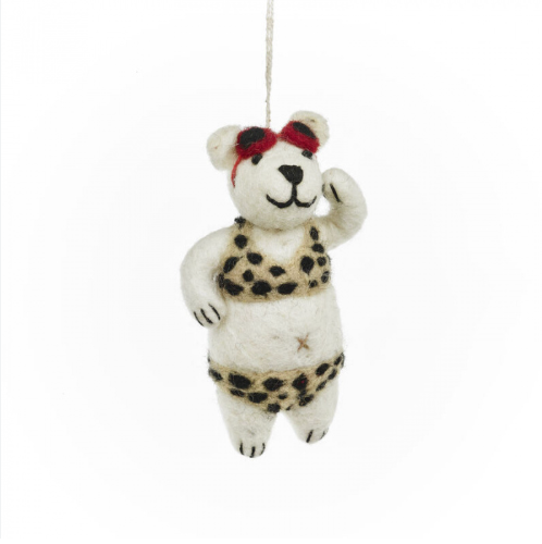 Diva Polar Bear Hanging Felt Decoration