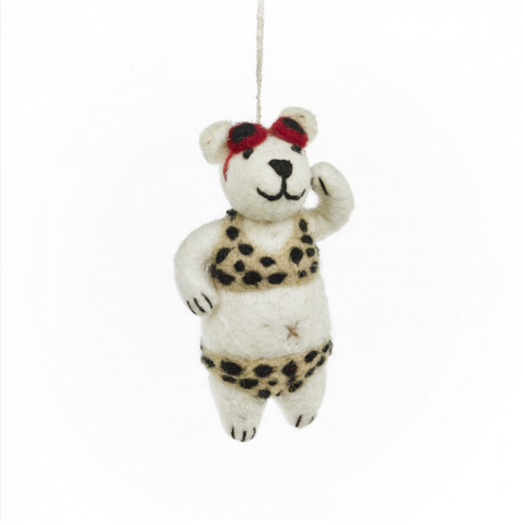 Diva Polar Bear Hanging Felt Decoration