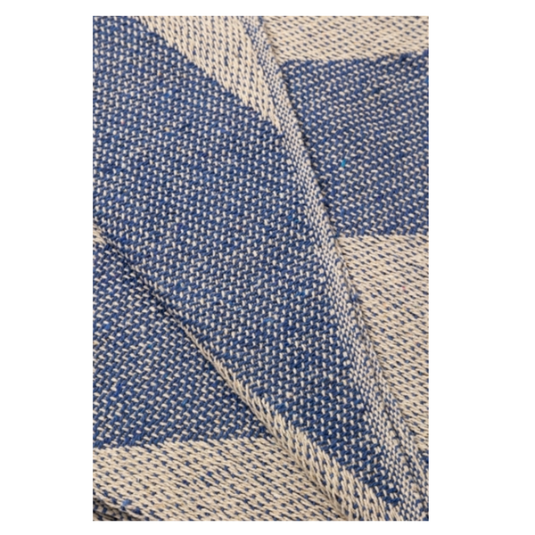 Au Maison Cotton Throw - Royal Blue & Natural Diagonal Stripe