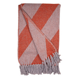 Au Maison Cotton Throw - Amber/Blue Diagonal Stripe