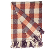 Au Maison Cotton Throw - Chequered Violet/Orange