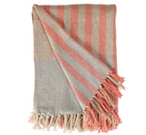 Au Maison Cotton Throw - Ribbon Stripe Blue/Amber