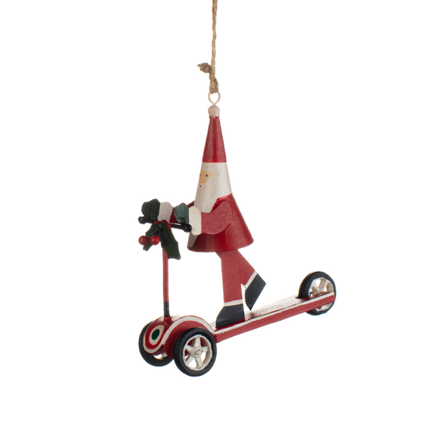 Red Santa Scooter with Holly Decoration