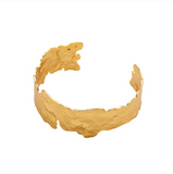 White Leaf Textured Misshape Bangle - Gold