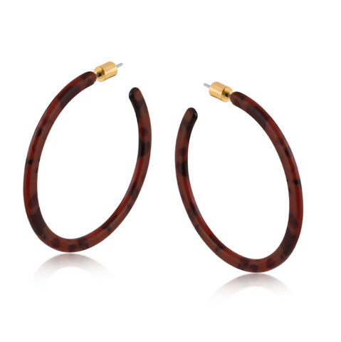 Big Metal London Oleandre Resin Statement Hoop Earrings - Brown/Black