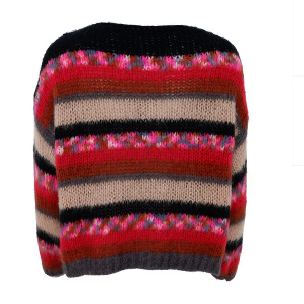 Black Colour Casey Multi Stripe Jumper - Berry