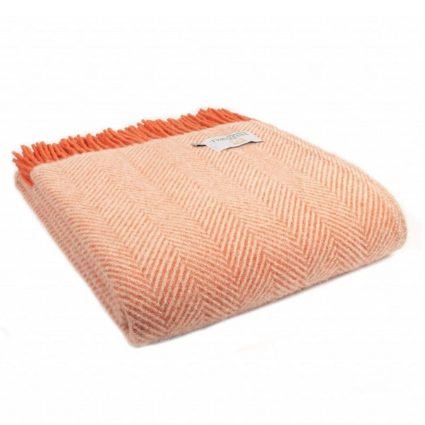 Lifestyle Herringbone Throw - Flamingo/Pearl