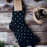 Jess & Lou Delightful Dots Ribbed Black Socks