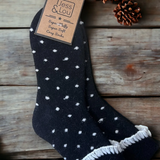 Jess & Lou Super Cosy Black Dotty Cuffed Socks