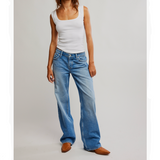 Free People Tennessee Low Rise Boyfriend Jeans - Cowboy Romance