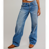 Free People Tennessee Low Rise Boyfriend Jeans - Cowboy Romance