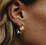 Nordic Muse - Gold Triple Entwine Hoop Earrings, Waterproof