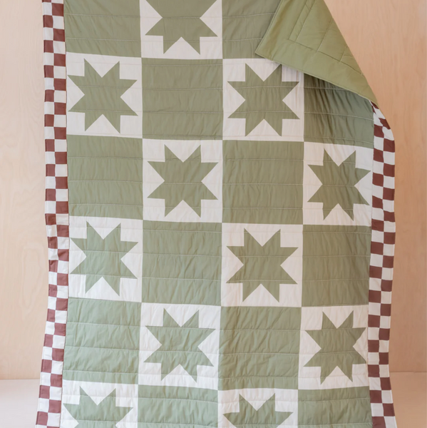 Tbco Quilted Cotton Throw - Celestial Checkerboard