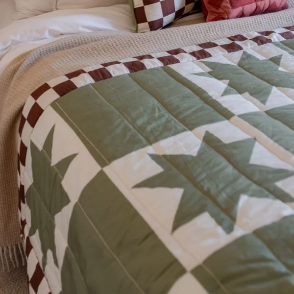 Tbco Quilted Cotton Throw - Celestial Checkerboard