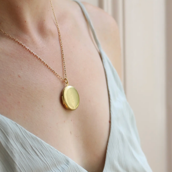 Silk Purse, Sows Ear Gold Locket Necklace