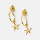 One & Eight Gold Starfish Hoop Studs