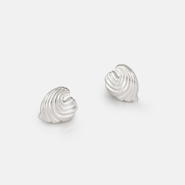 One & Eight Silver Ripple Studs