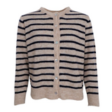 Black Colour Dell Striped Knit Cardigan - Navy