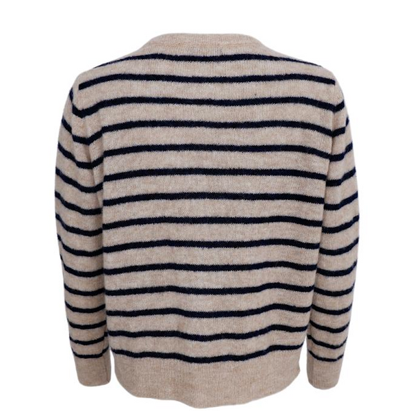 Black Colour Dell Striped Knit Cardigan - Navy