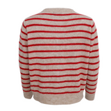 Black Colour Dell Striped Knit Cardigan - Red