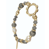 Hot Tomato - Flower Power W/Grey Howlite/Pearl & Crys - Gold