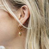 Nordic Muse - Gold Drop Hoop Earrings, Waterproof