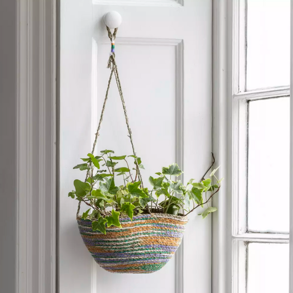 Seagrass and Cotton Hanging Basket Multicoloured