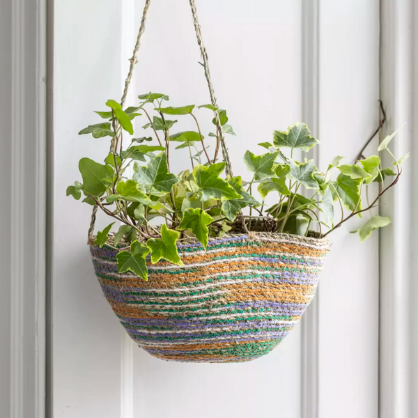 Seagrass and Cotton Hanging Basket Multicoloured