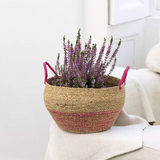 Seagrass Basket with Handles Pink