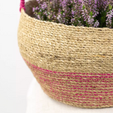 Seagrass Basket with Handles Pink