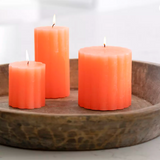 Rustic Scalloped Pillar Candle - Coral