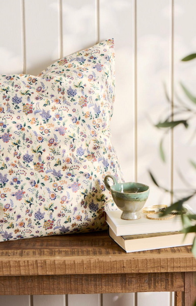 Ib Laursen Cushion with Purple & Brown Flowers