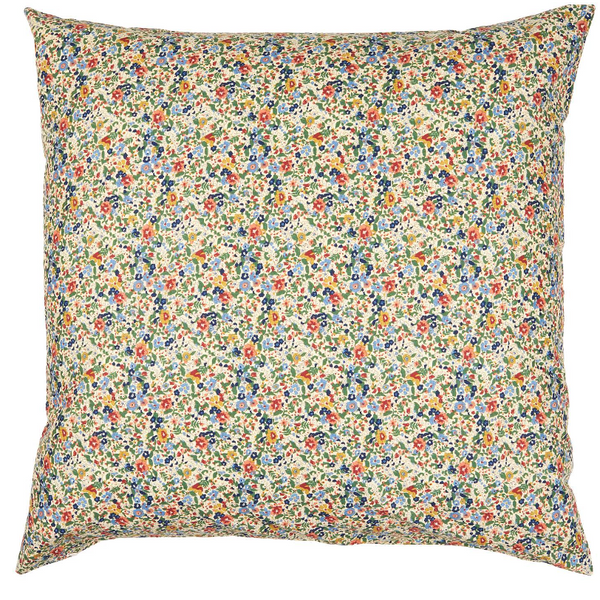 Ib Laursen Cushion with Blue, Green & Rust Flowers