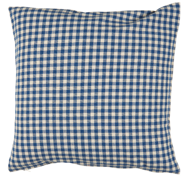 Ib Laursen Cushion Lucas Dark Blue with Small Natural Checks