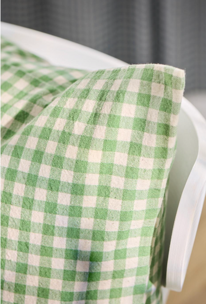 Ib Laursen Cushion Pelle Green with Small Natural Check