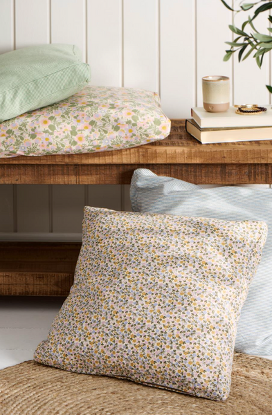 Ib Laursen Box Cushion Line with Multicoloured Flowers