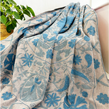 Stone Wash Suzani Throw - Blue