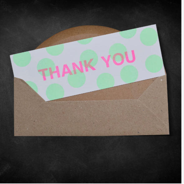 Thank You Postcard - Flouro Pink & Green - Petra Boase