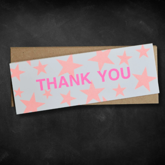 Thank You Postcard - Flouro Pink & Orange Star - Petra Boase