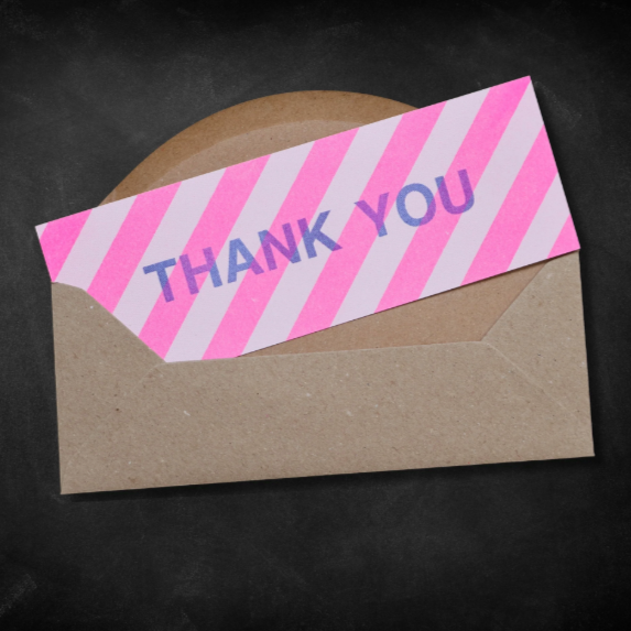 Thank You Postcard - Flouro Pink - Petra Boase