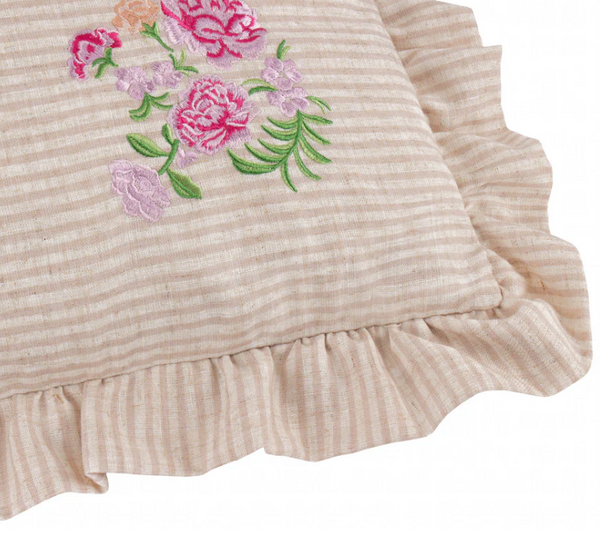 Wylder - Martha Embroidered Ruffle Cushion Pink