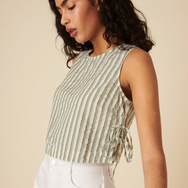 Nobody's Child- Green Striped Swing Top