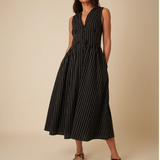 Nobody's Child Black Pinstripe Sleeveless Starlight Midi Dress