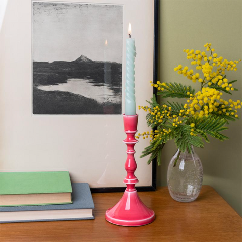 Enamel Candlestick - Vibrant Pink