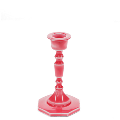 Enamel Candlestick - Vibrant Pink (13cm)