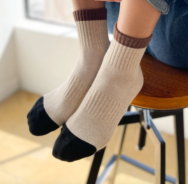 Le Bon Shoppe Colour Block Girlfriend Socks - Black Coffee