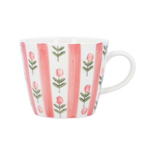 Pink Stripe Flower Mug